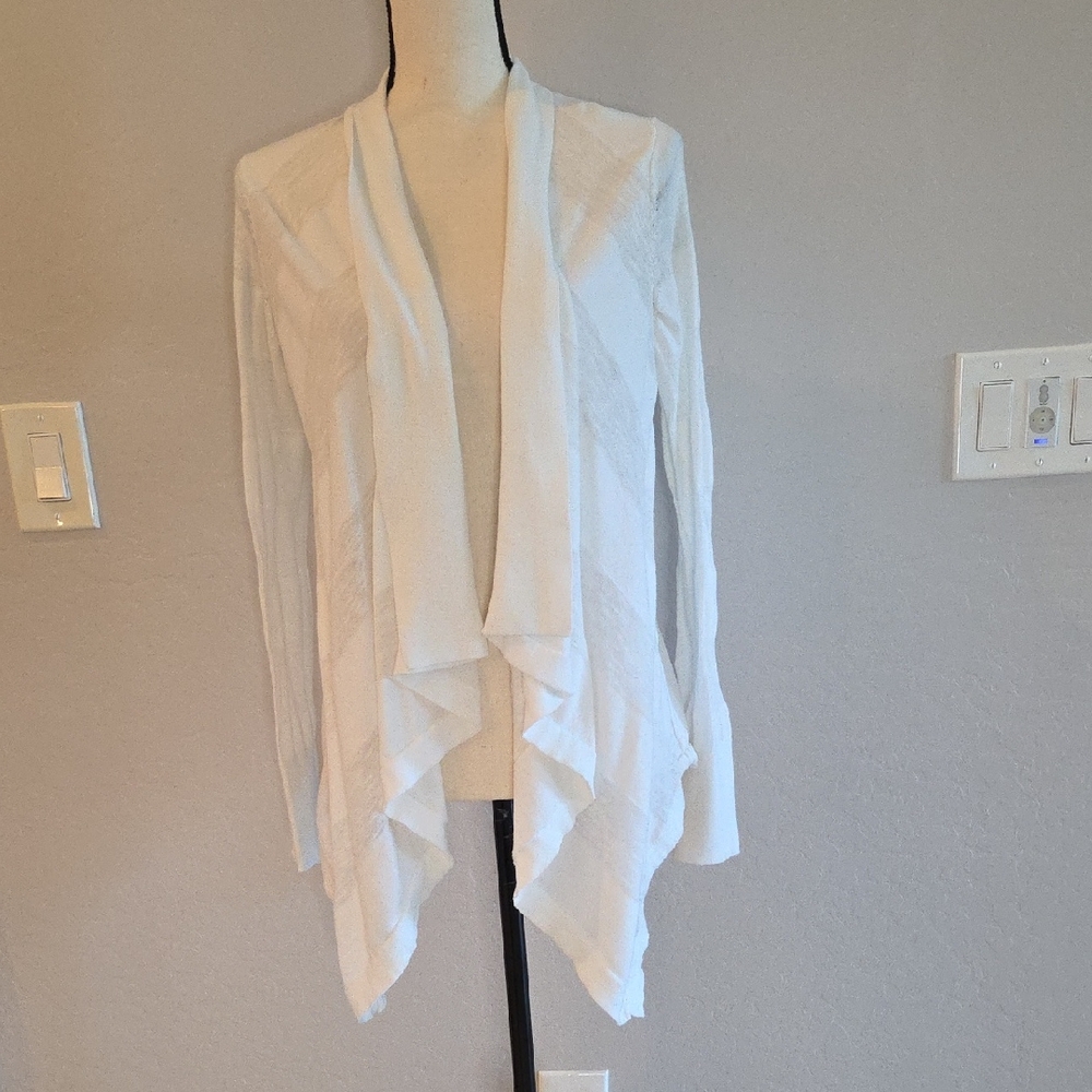 LOFT White Women's Drape Cardigan W/see Through Stripes Size XS
